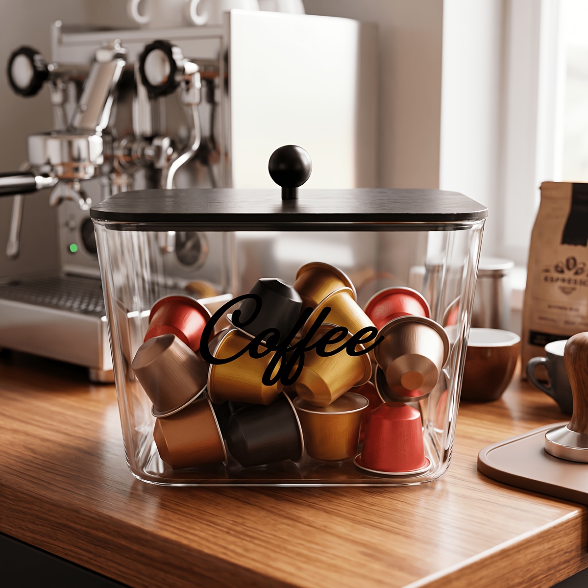 Coffee Equipment Rack - Portacapsule da Caffè con Coperchi, Contenitore